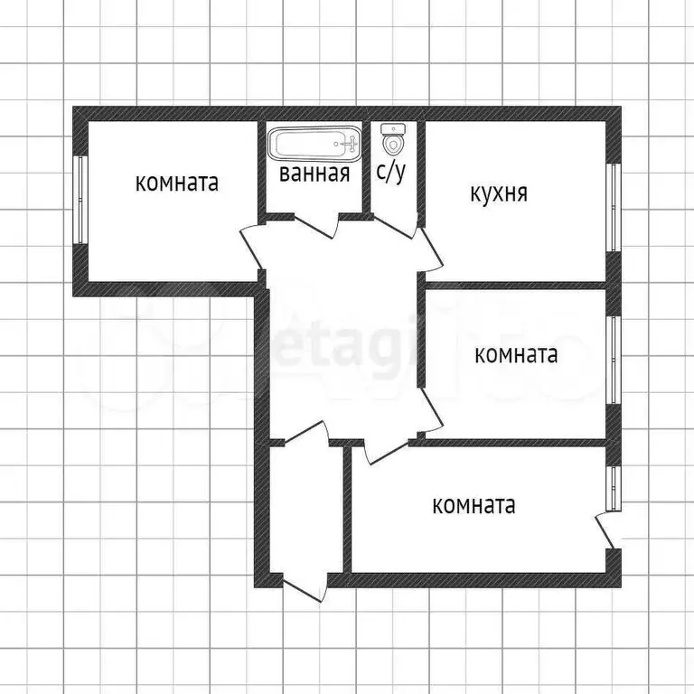 3-к. квартира, 62 м, 1/9 эт. - Фото 0