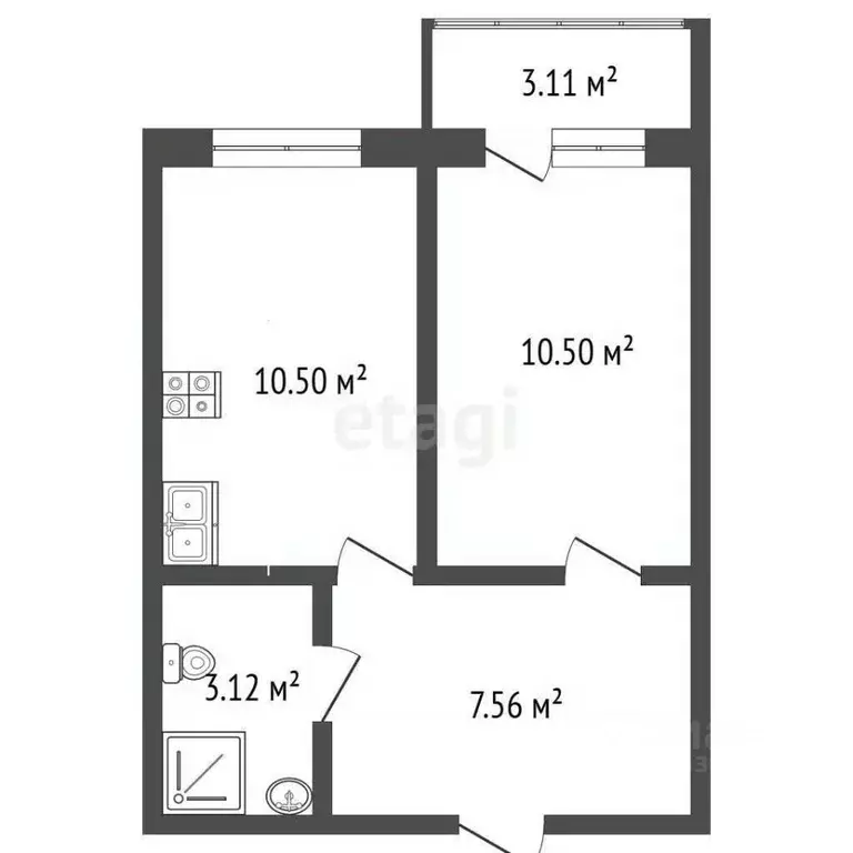 1-к кв. Крым, Сакский район, с. Фрунзе ул. Мира (32.6 м) - Фото 1