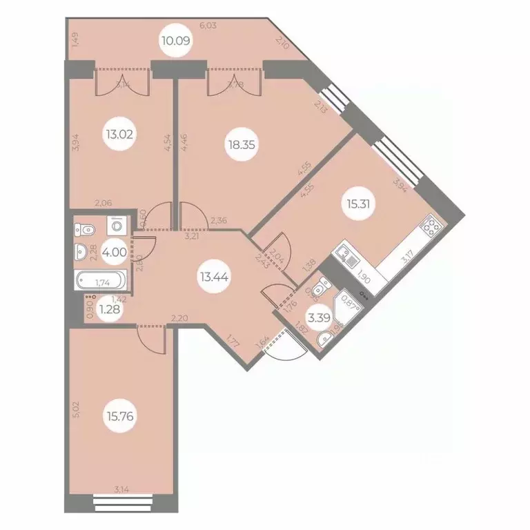 3-к кв. Санкт-Петербург ул. Маршала Захарова, 10 (87.58 м) - Фото 0