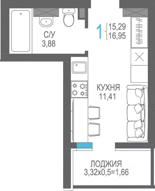 Студия Крым, Алушта На Фонтанке жилой комплекс (16.95 м) - Фото 0