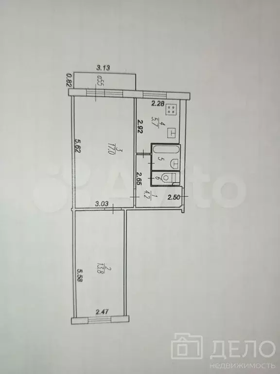 2-к. квартира, 43,9 м, 4/5 эт. - Фото 0