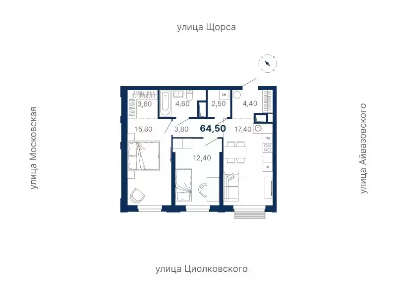 2-комнатная квартира: Екатеринбург, Московская улица, 249/2 (64.5 м) - Фото 0