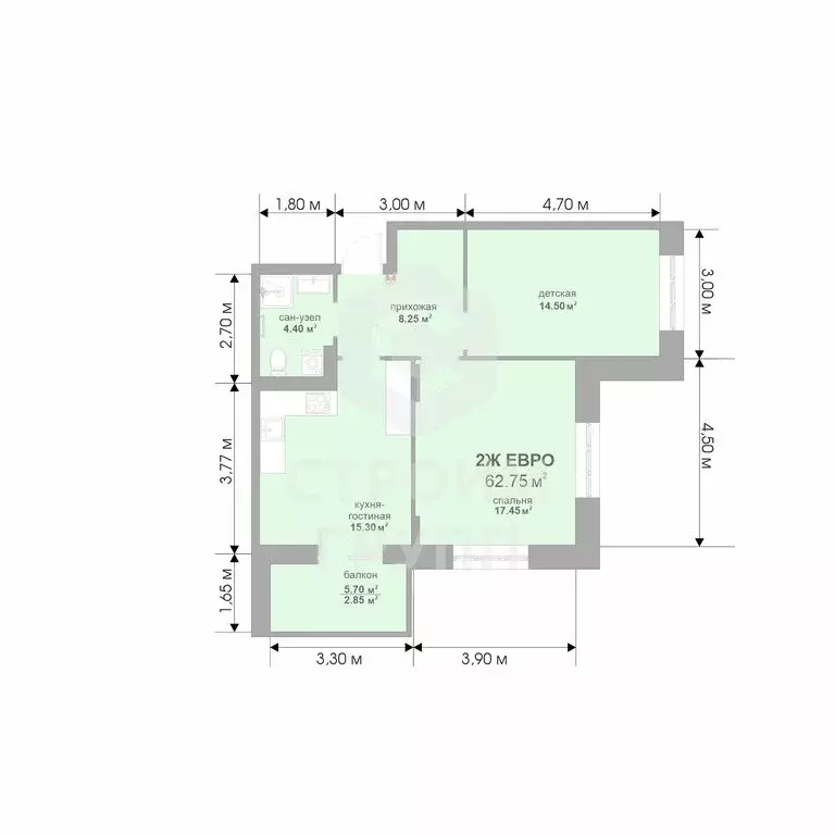 2-комнатная квартира: Владимир, СНТ Текстильщик (62.35 м) - Фото 1