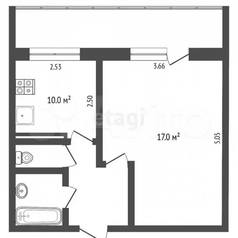 1-к. квартира, 30,6 м, 5/8 эт. - Фото 0