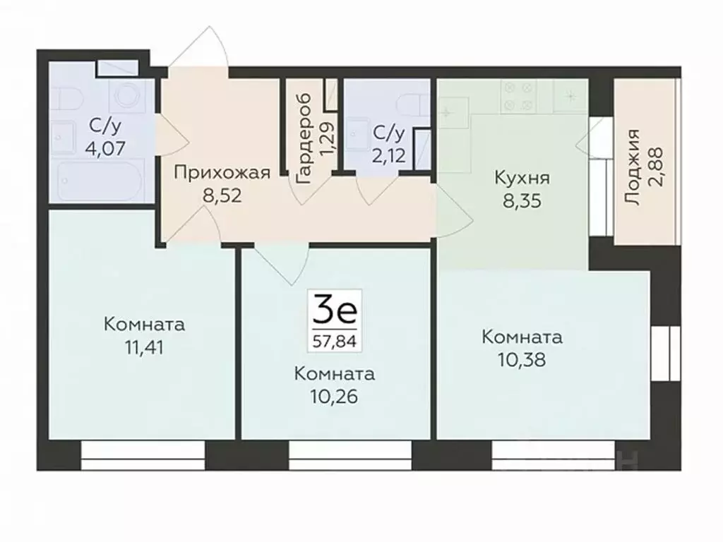3-к кв. Воронежская область, Воронеж ул. Матросова, 64А (57.84 м) - Фото 0