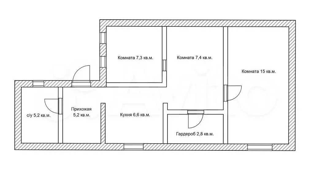 2-к. квартира, 49,5 м, 1/1 эт. - Фото 0