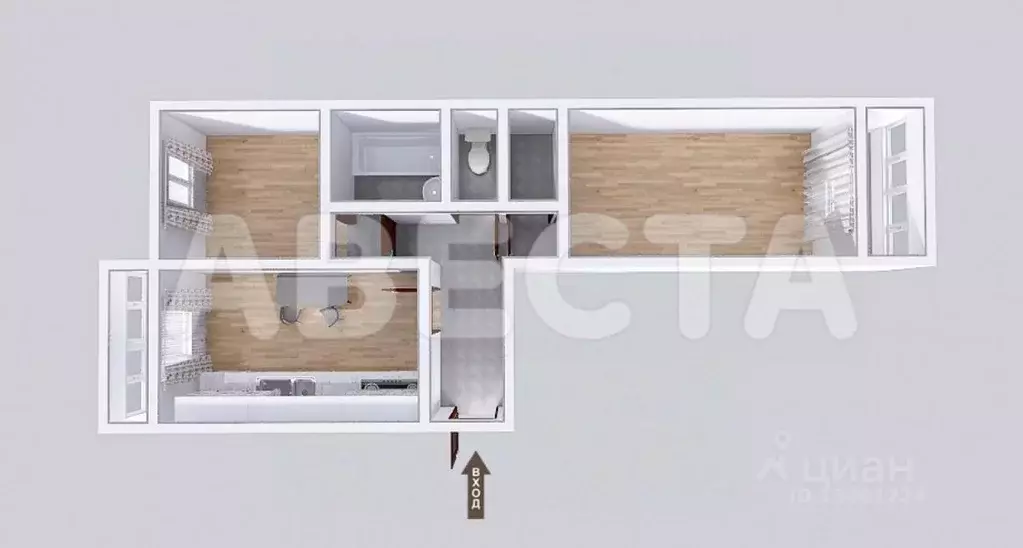 2-к кв. Омская область, Омск Привокзальный мкр, ул. Академика Павлова, ... - Фото 2