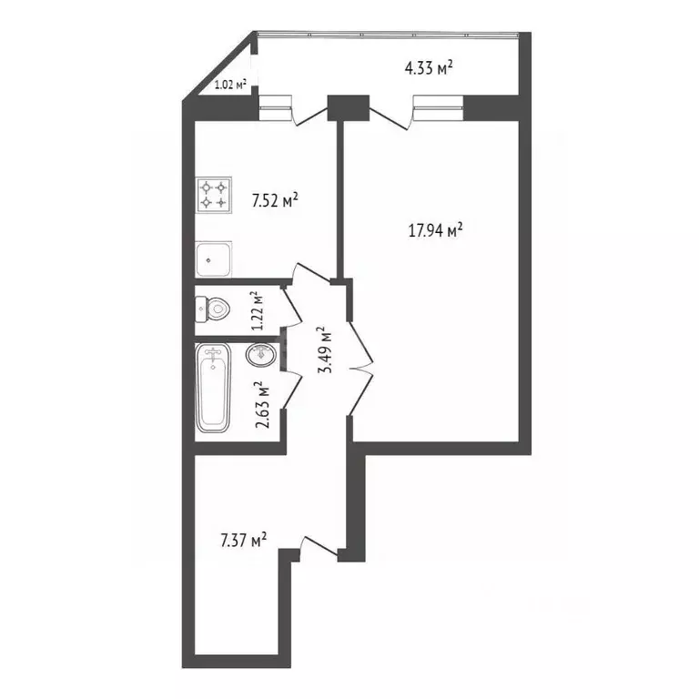 1-к кв. Красноярский край, Красноярск Соколовская ул., 80 (40.4 м) - Фото 2