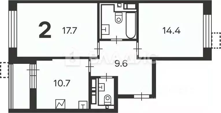2-к кв. Москва Бескудниковский бул., 50/1 (58.3 м) - Фото 2