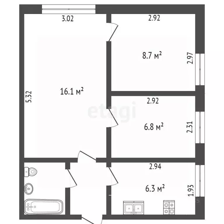 3-к кв. Москва Скаковая ул., 18 (43.8 м) - Фото 1
