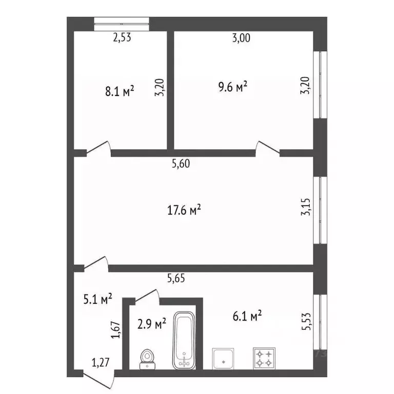 3-к кв. Амурская область, Благовещенск Пролетарская ул., 72 (49.4 м) - Фото 1