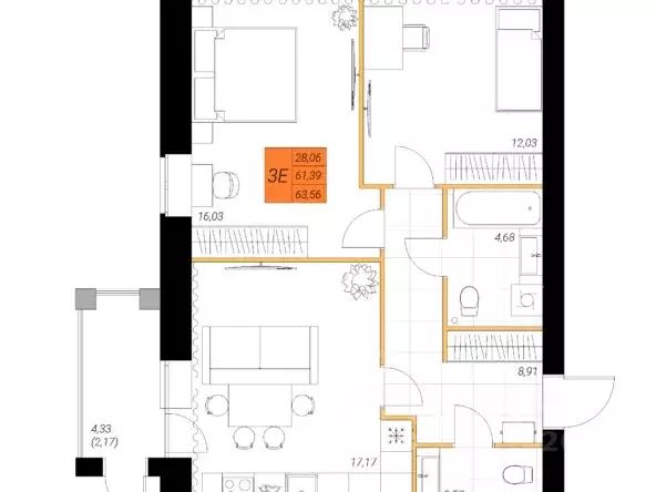 2-к кв. Архангельская область, Северодвинск Индустриальная ул., 35А ... - Фото 1