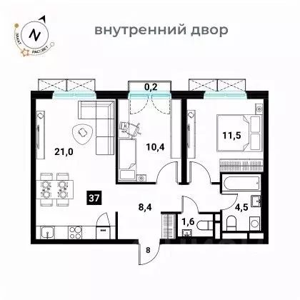 2-к кв. Москва Большая Филевская ул., 3к2 (57.4 м) - Фото 0