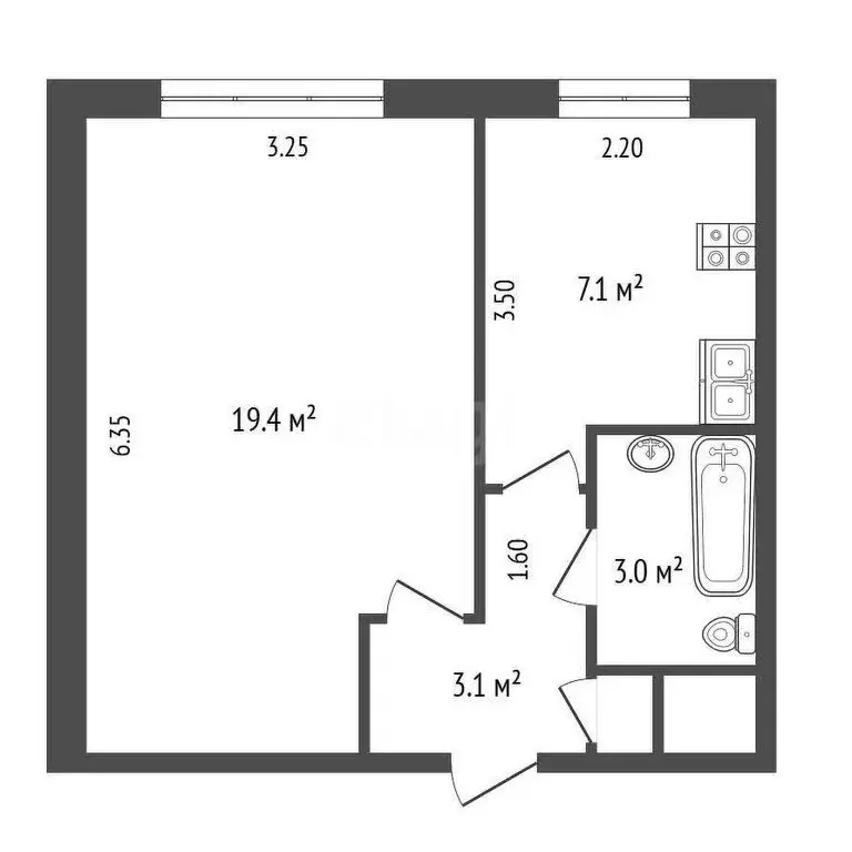 1-комнатная квартира: Вологда, улица Герцена, 68 (33 м) - Фото 1