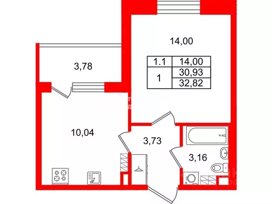 1-к кв. Санкт-Петербург Пулковское ш., 95к3 (30.93 м) - Фото 1