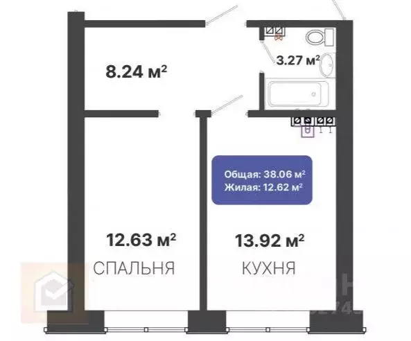 1-к кв. Крым, Евпатория просп. Ленина, 68к19 (38.8 м) - Фото 0