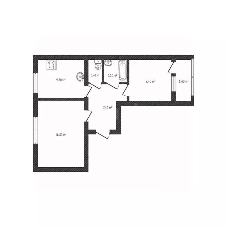 2-к кв. Брянская область, Брянск Ржевский пер., 18 (45.9 м) - Фото 2