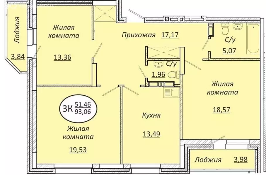 3-комнатная квартира: Новосибирск, Октябрьский район (93 м) - Фото 0