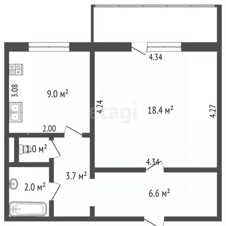 1-к кв. Челябинская область, Челябинск Звенигородская ул., 66 (40.6 м) - Фото 1