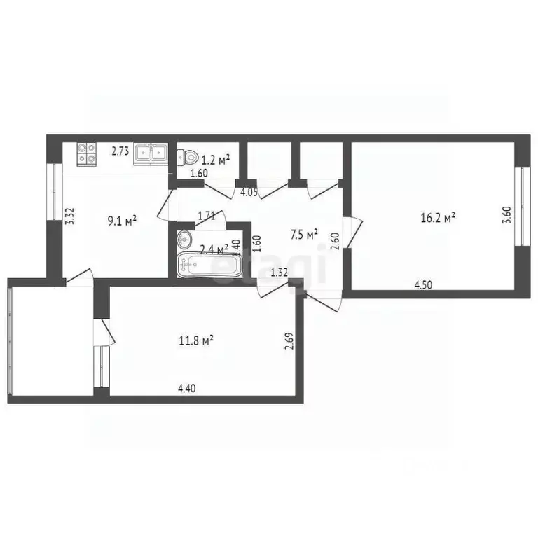 2-к кв. Крым, Красноперекопск ул. Ломоносова, 8 (49.8 м) - Фото 1