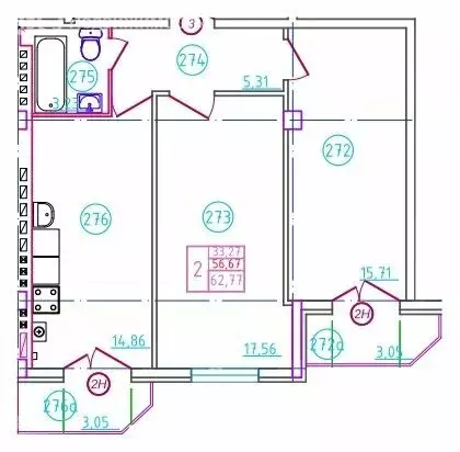 2-комнатная квартира: Шахты, переулок Бродского, 10 (62.77 м) - Фото 0