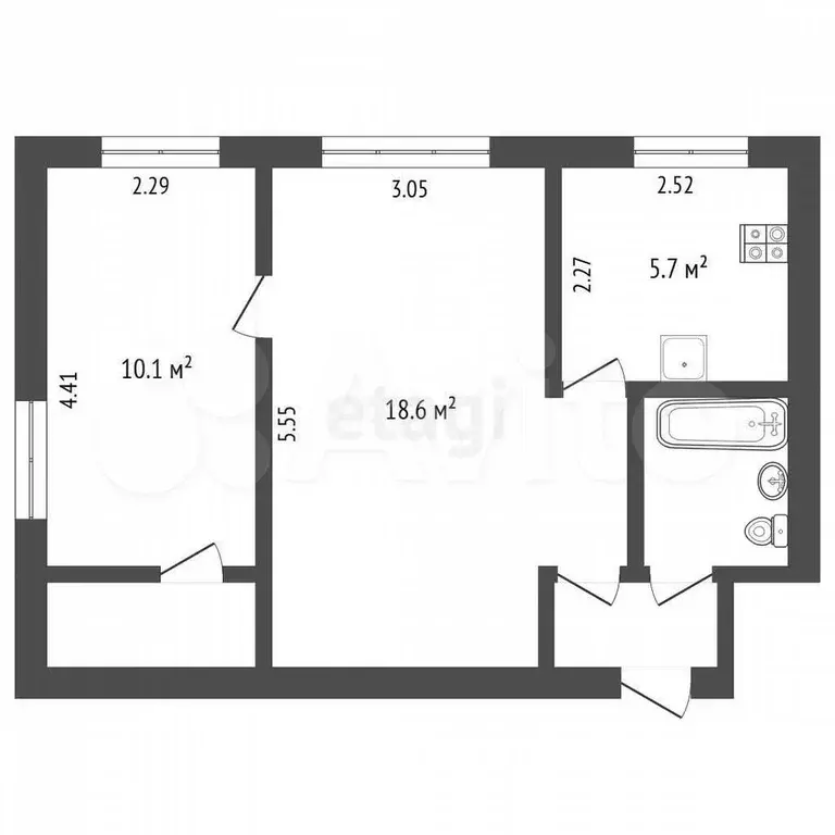 2-к. квартира, 42 м, 2/5 эт. - Фото 0