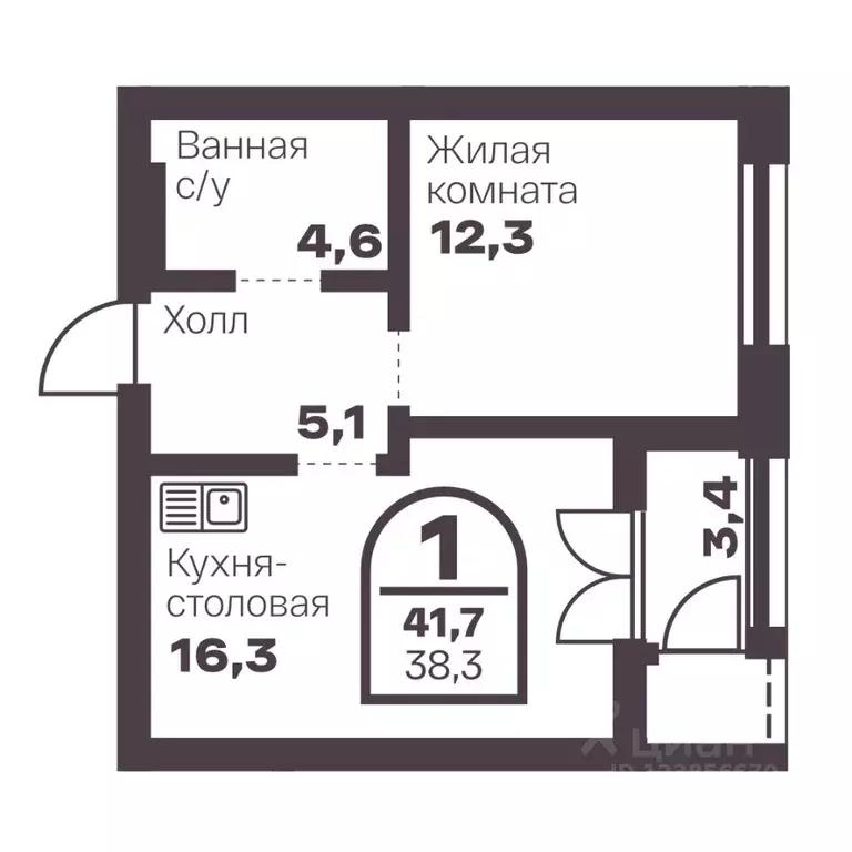 1-к кв. Челябинская область, Челябинск просп. Ленина, 19В (38.3 м) - Фото 0