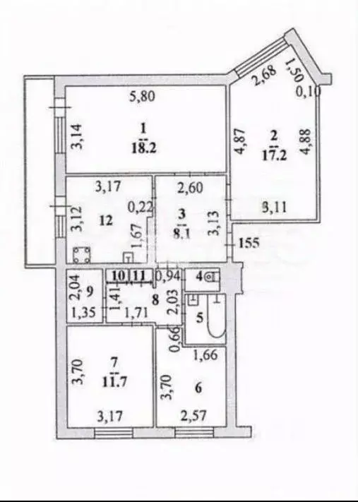 2-к кв. Липецкая область, Липецк Московская ул., 51 (85.7 м) - Фото 2