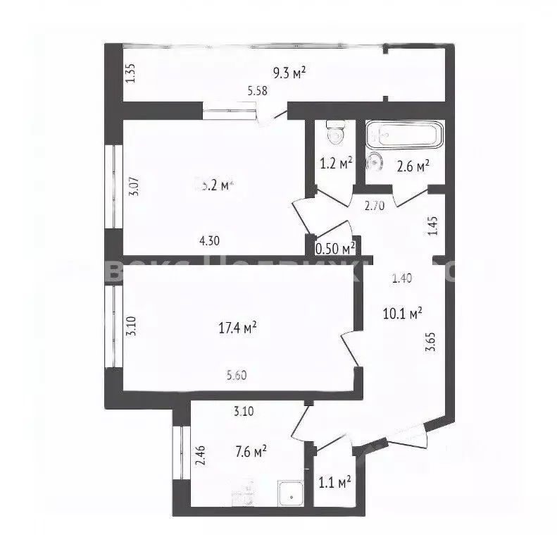 2-к кв. Тюменская область, Тюмень ул. 50 лет Октября, 46 (53.8 м) - Фото 1