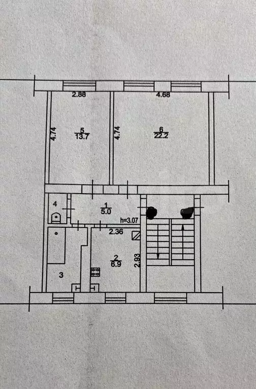 2-к. квартира, 54,2 м, 3/4 эт. - Фото 0