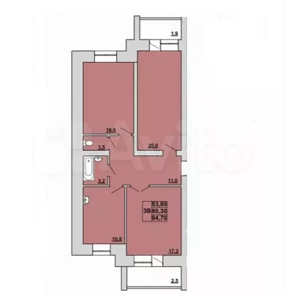 3-к. квартира, 70 м, 12/12 эт. - Фото 0