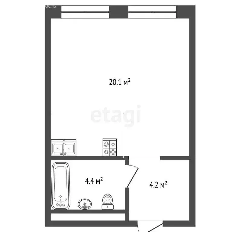 Квартира-студия: Тюмень, Тихий проезд, 6 (28.2 м) - Фото 1