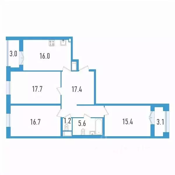3-к кв. Санкт-Петербург ул. Типанова, 22 (93.1 м) - Фото 0
