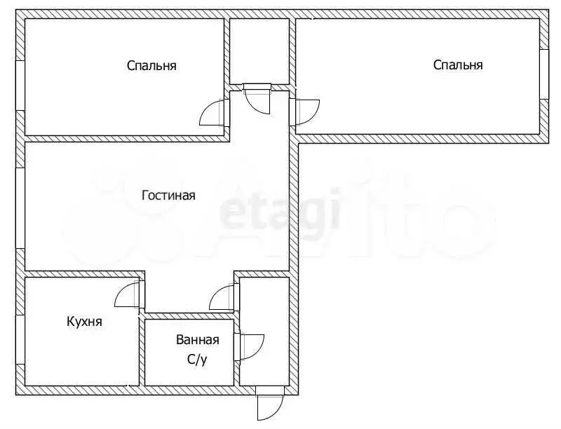 3-к. квартира, 56 м, 2/5 эт. - Фото 1