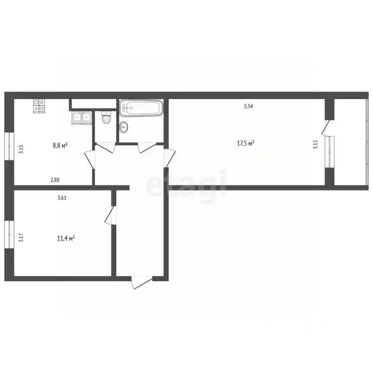 2-к кв. Ямало-Ненецкий АО, Муравленко ул. 70 лет Октября, 32 (51.3 м) - Фото 1