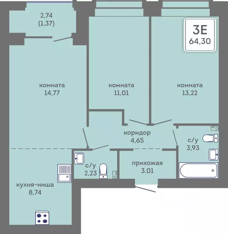 3-к кв. Пермский край, Пермь Кировоградская ул., 28 (64.3 м) - Фото 1