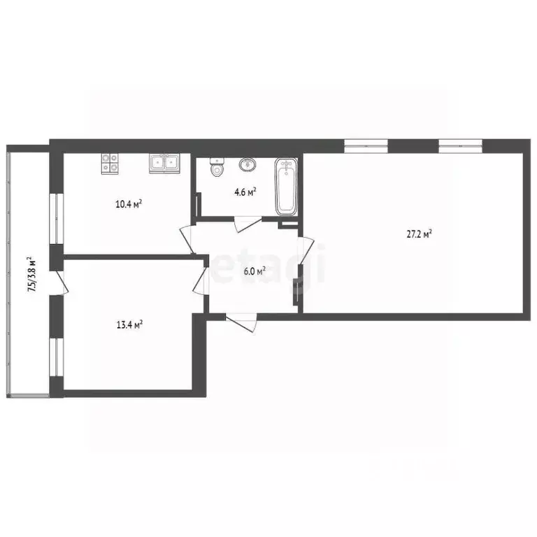 2-к кв. Забайкальский край, Чита Северный мкр, 72 (65.0 м) - Фото 1