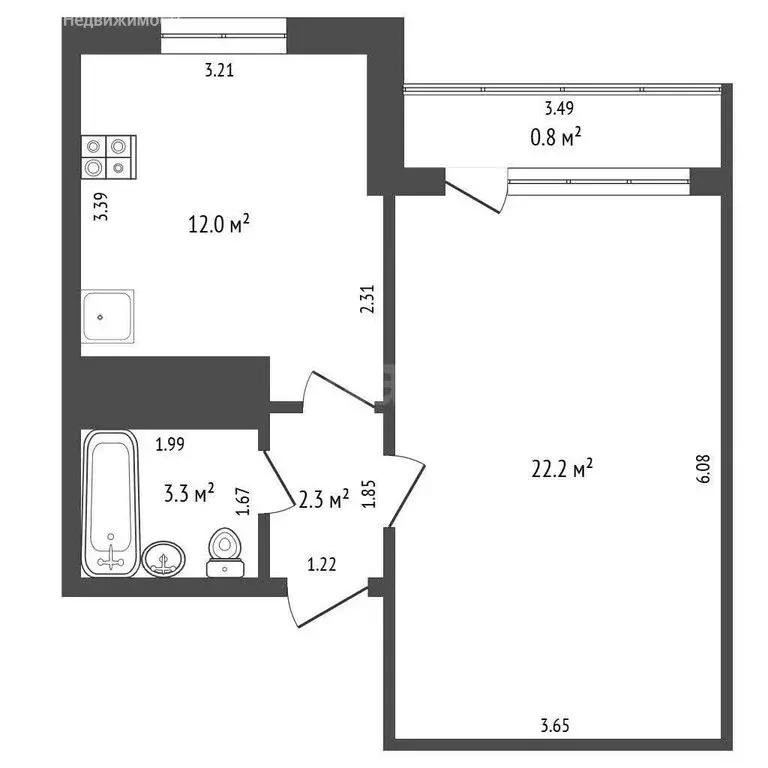 1-комнатная квартира: Стерлитамак, улица Артёма, 68 (42.2 м) - Фото 1