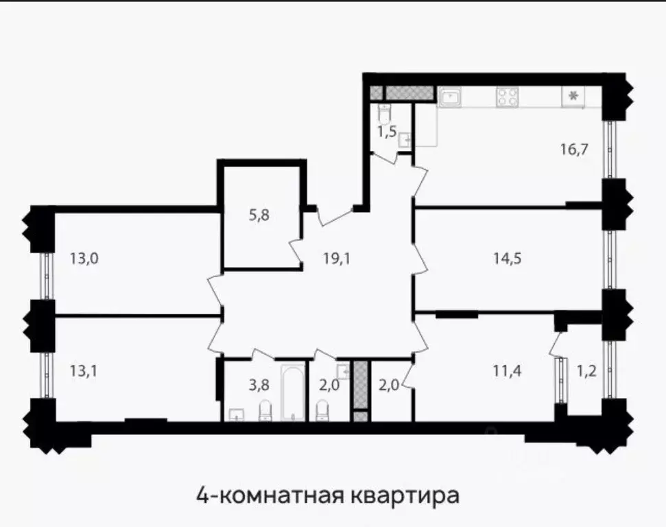 4-к кв. Москва Варшавские Ворота жилой комплекс, 1.1 (104.1 м) - Фото 0