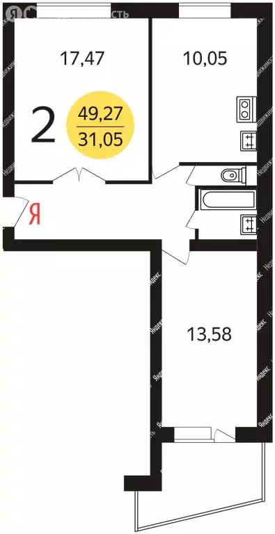 2-комнатная квартира: Москва, Череповецкая улица, 6Б (49.27 м) - Фото 2
