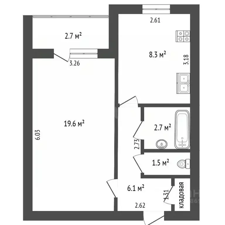1-к кв. Самарская область, Самара ул. Луначарского, 60 (40.0 м) - Фото 1