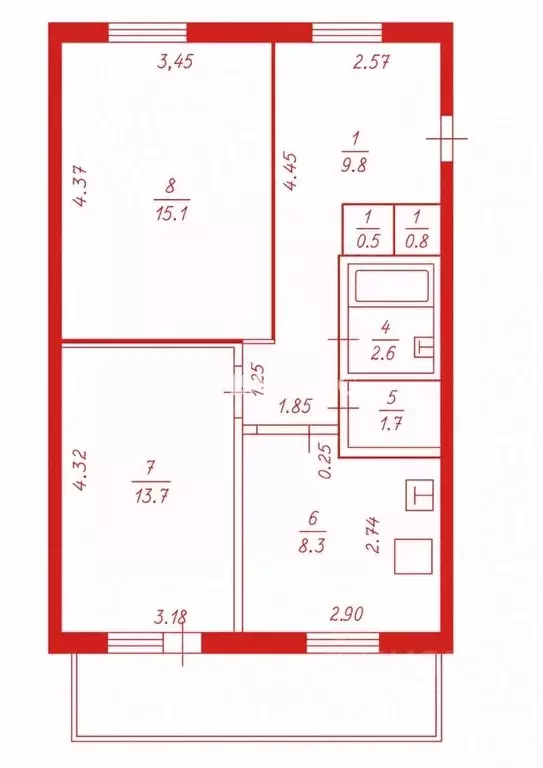 2-к кв. Башкортостан, Уфа ул. Богдана Хмельницкого, 123 (54.0 м) - Фото 2