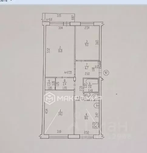 3-к кв. Брянская область, Брянск ул. Камозина, 32 (62.6 м) - Фото 2