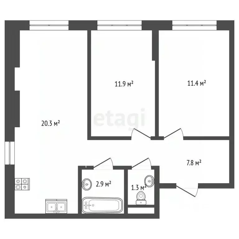 2-к кв. Москва Варшавское ш., 280к3 (55.6 м) - Фото 2