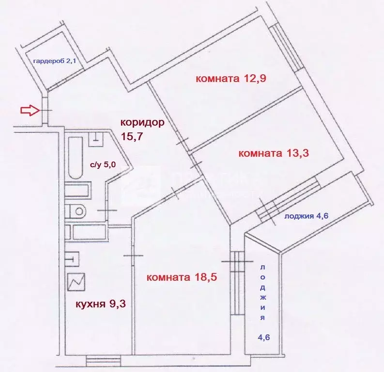 3-к кв. Москва ул. Лобачевского, 92К2 (85.4 м) - Фото 2