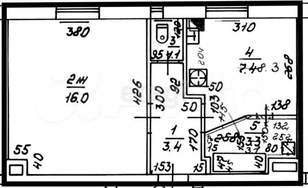 1-к. квартира, 31,9 м, 1/3 эт. - Фото 0