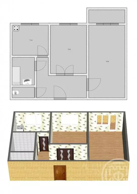 2-к кв. Ленинградская область, Всеволожский район, Кузьмоловский пгт ... - Фото 2