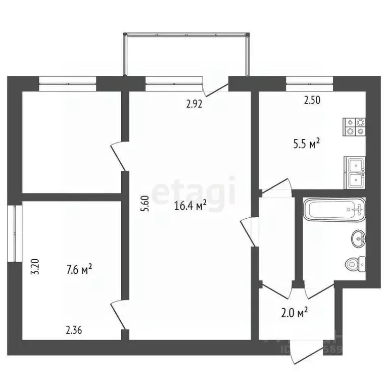3-к кв. Вологодская область, Вологда ул. Гоголя, 95 (41.6 м) - Фото 2