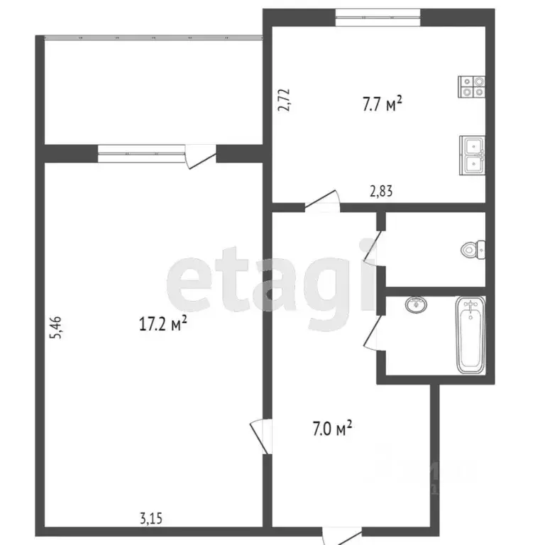 1-к кв. Ямало-Ненецкий АО, Новый Уренгой Сибирская ул., 21 (35.6 м) - Фото 2
