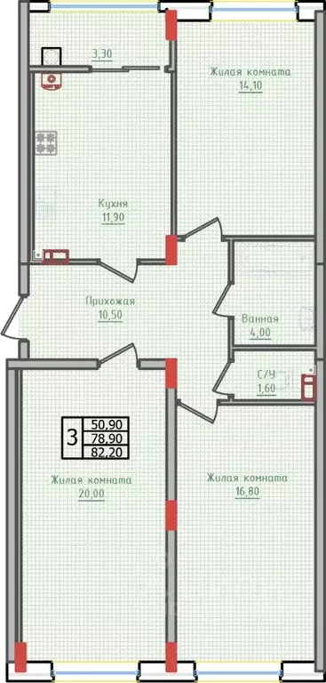 3-к кв. Ставропольский край, Ставрополь ул. Алексея Яковлева, 5 (82.2 ... - Фото 1